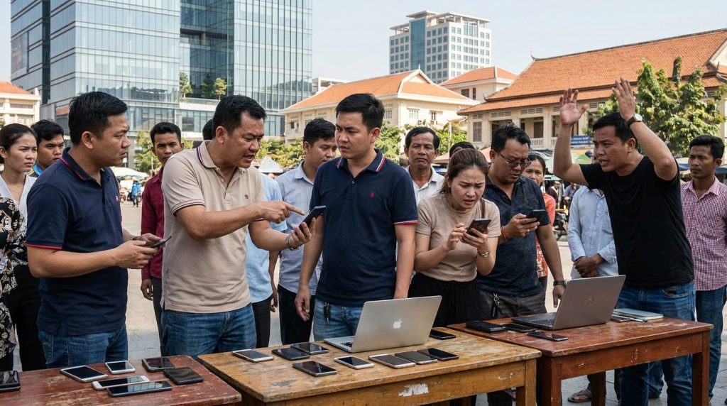 découvrez comment des ressortissants chinois au cambodge réagissent face au blocage de leurs comptes suite à des arnaques en ligne, et les enjeux liés à cette situation.