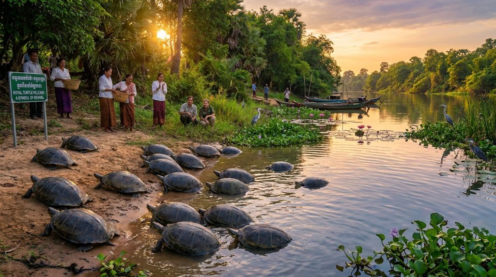 découvrez la renaissance de la faune au cambodge avec le retour à la liberté de 20 tortues royales, réintroduites dans leur habitat naturel pour préserver cette espèce emblématique.