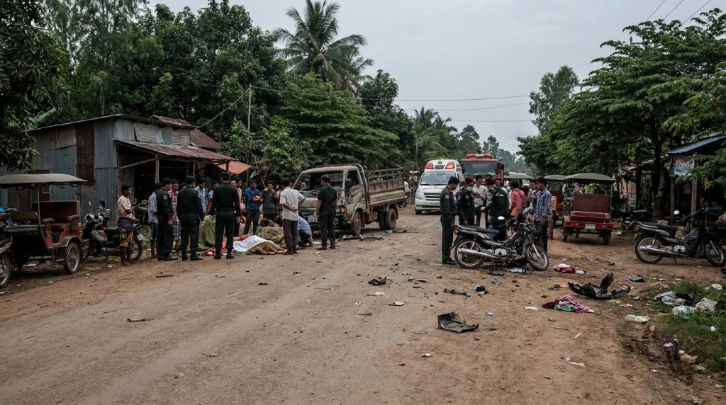 découvrez les détails tragiques de deux accidents mortels au cambodge, où 14 ouvriers ont perdu la vie, soulignant les dangers sévères sur les routes cambodgiennes.