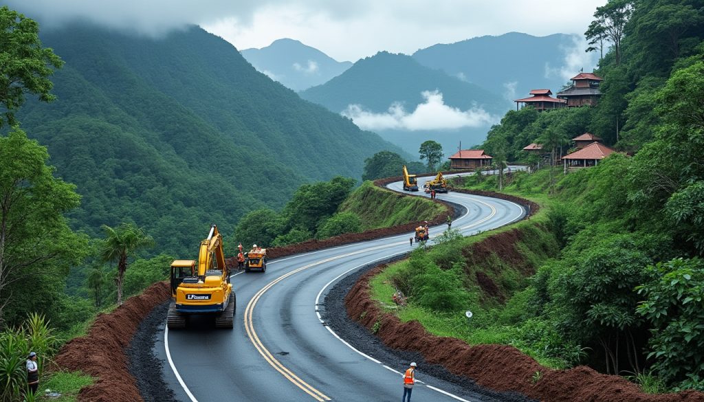 découvrez la rénovation de la route de montagne sinueuse à nan, en thaïlande, une voie stratégique menant au laos, améliorant la sécurité et la mobilité dans cette région pittoresque.