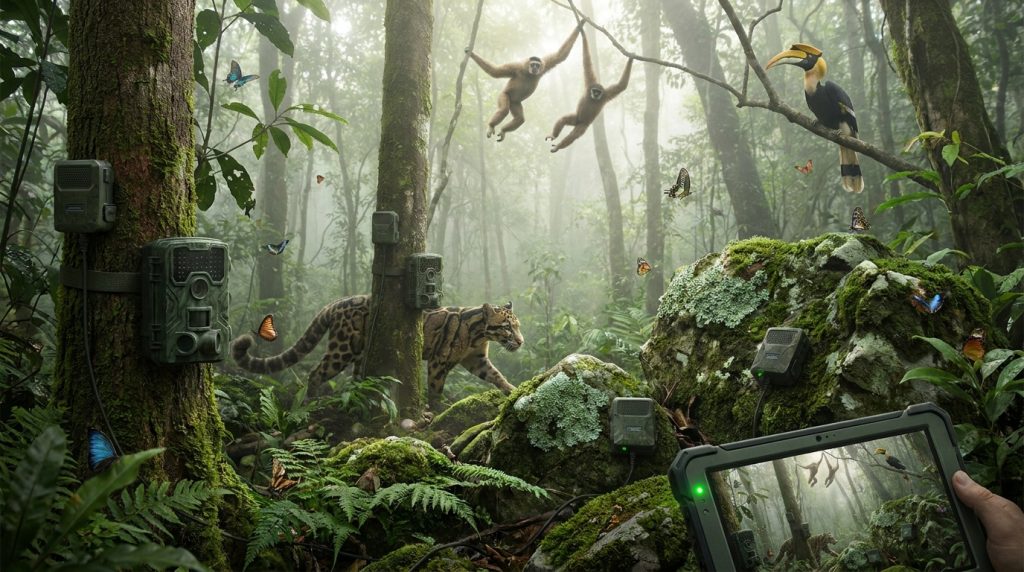 découvrez comment les technologies avancées comme les caméras, microphones et l'intelligence artificielle dévoilent la vie mystérieuse de la faune au cœur des montagnes cambodgiennes.