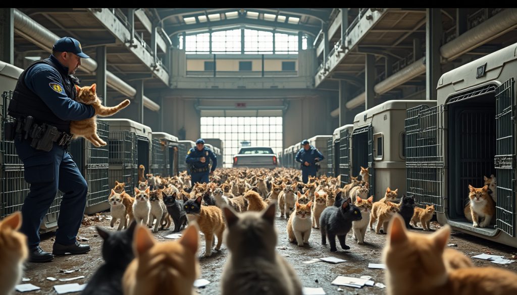 la police mène une intervention spectaculaire et libère 400 chats volés, empêchant leur vente sur le marché de la viande. retour sur cette opération de sauvetage exceptionnelle.