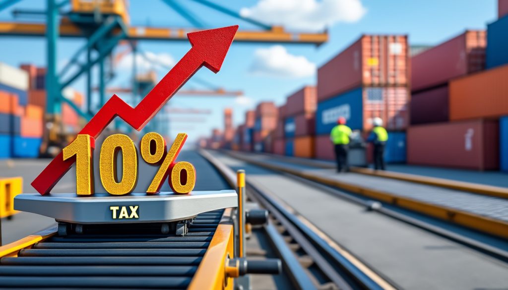 les états-unis envisagent d'imposer une taxe douanière minimale de 10 % sur les importations liées au travail pour protéger l'économie nationale et favoriser la production locale.