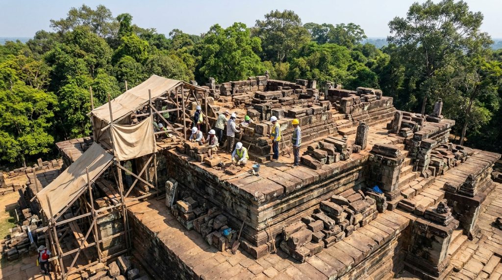 siem reap consacre un investissement de 250 000 dollars pour la restauration et la préservation du site historique du phnom bakheng, un trésor culturel emblématique.