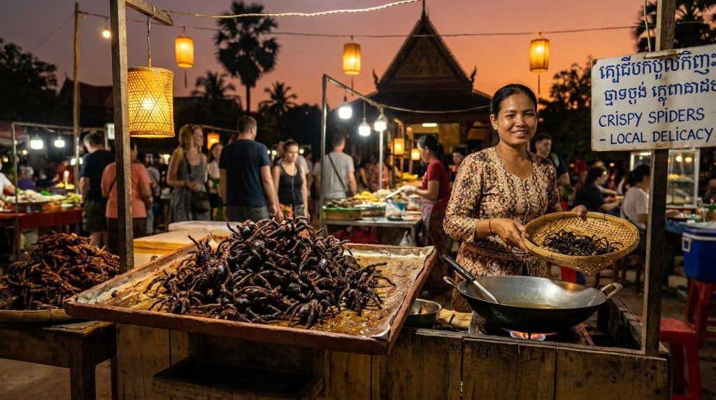 découvrez les routes de l’extrême au cambodge, où les araignées géantes deviennent des délices croustillants appréciés pour leur saveur unique et leur tradition culinaire locale.